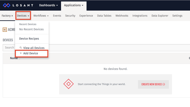 Adding a device to Losant IoT Platform