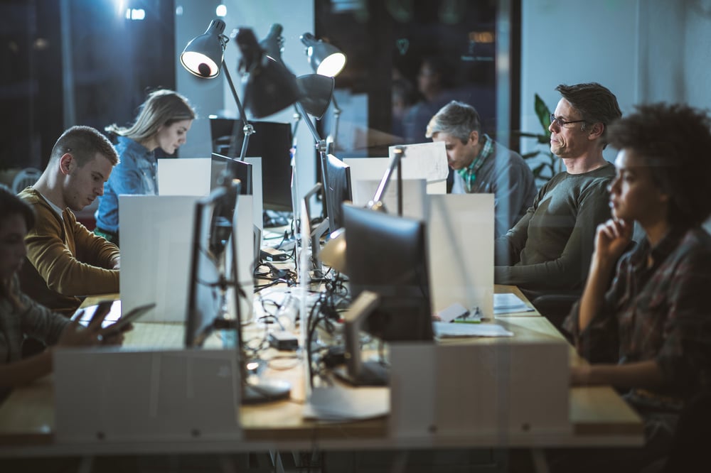 Workers at their desks