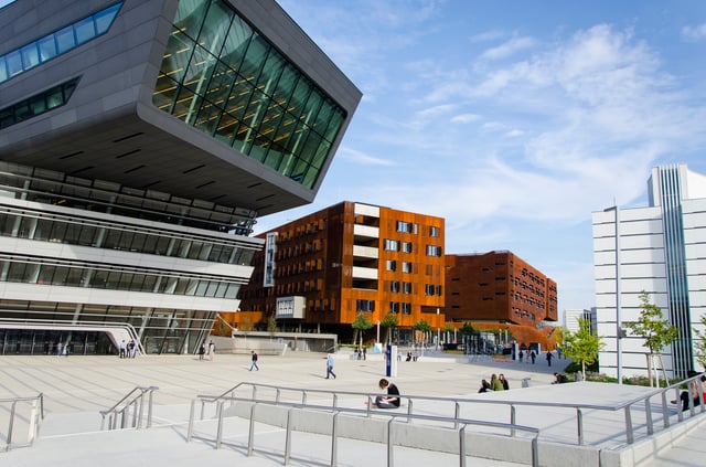  outside view of a modern campus 