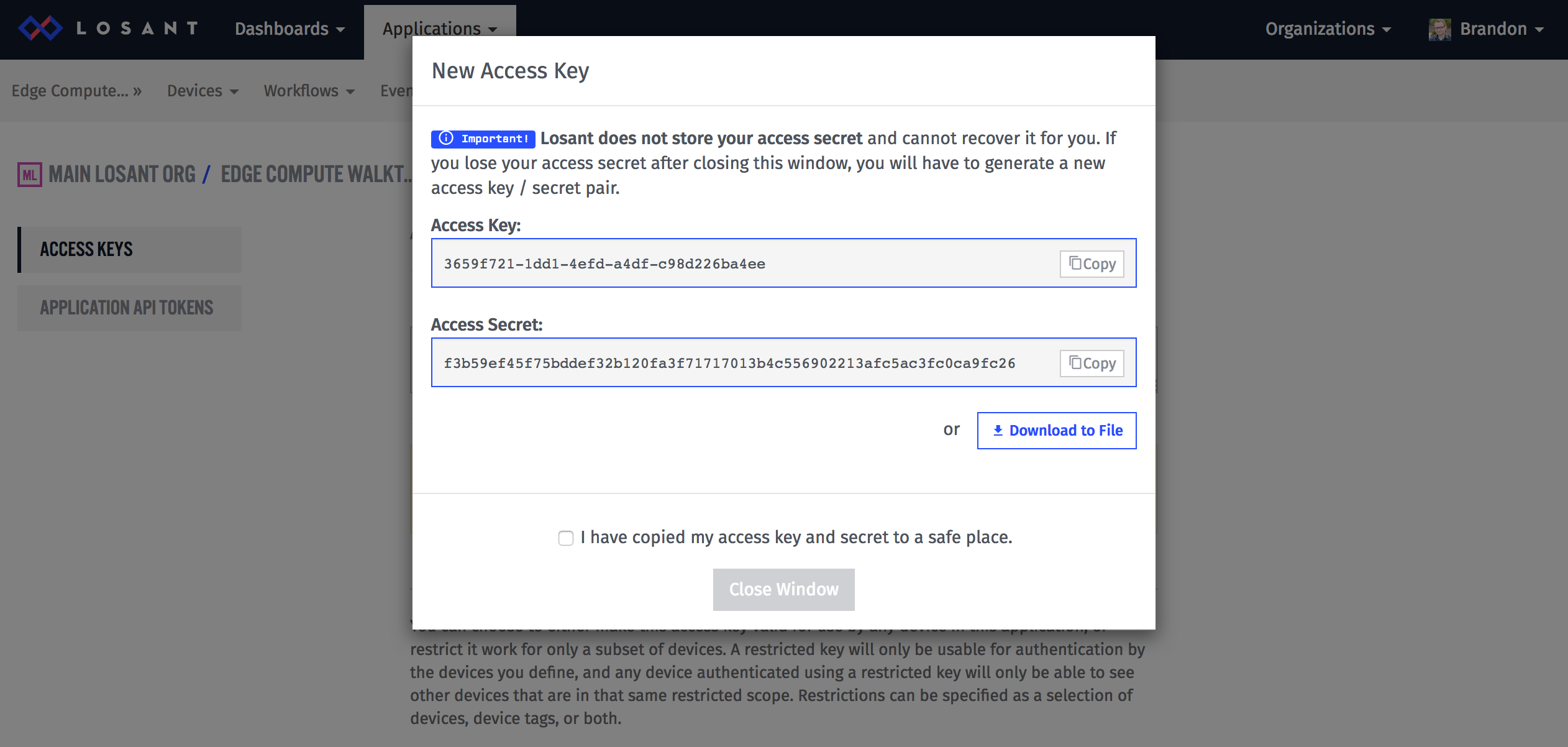 Access Key Pop-Up