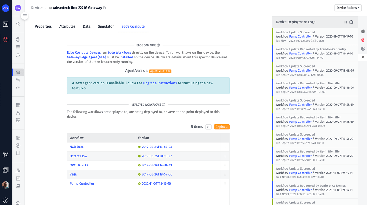 Detailed deployment log and remote workflow management